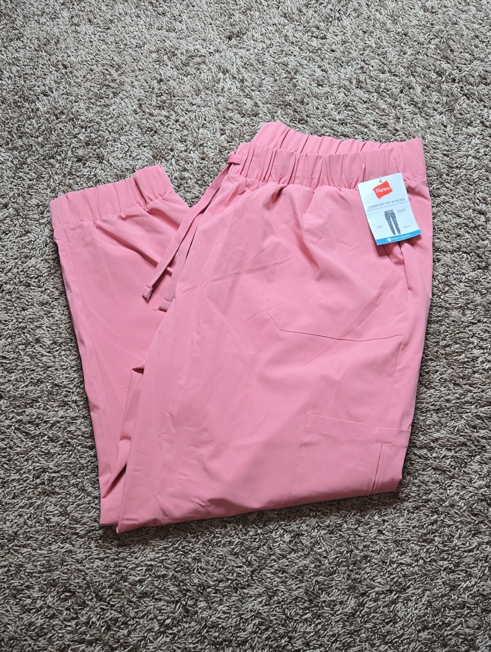 Hanes Comfort Fit Scrubs 3XL Plus Size Scrub Pants Odor Control Athletic Pink
